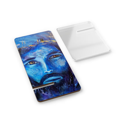El Rio Portrait Phone Stand — Religious Smartphone Display, Jesus Crown of Thorns Art