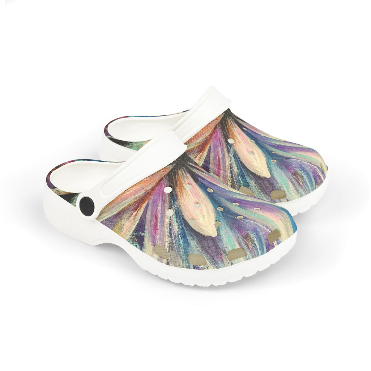 Kids Floral Feather EVA Foam Clogs – Colorful Pastel Garden Slip-Ons