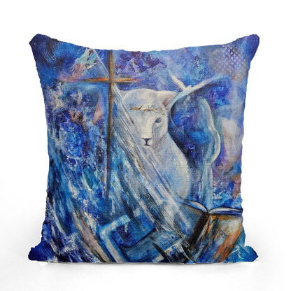 Lamb of God Sequin Cushion Cover