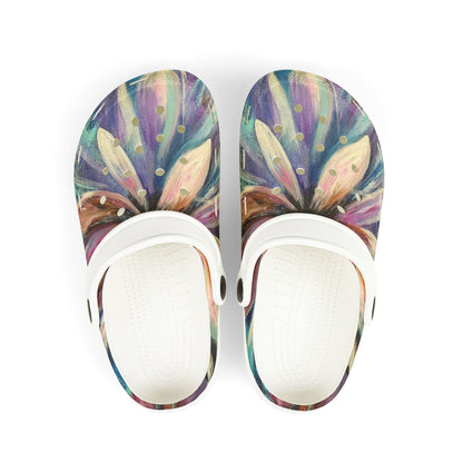 Kids Floral Feather EVA Foam Clogs – Colorful Pastel Garden Slip-Ons