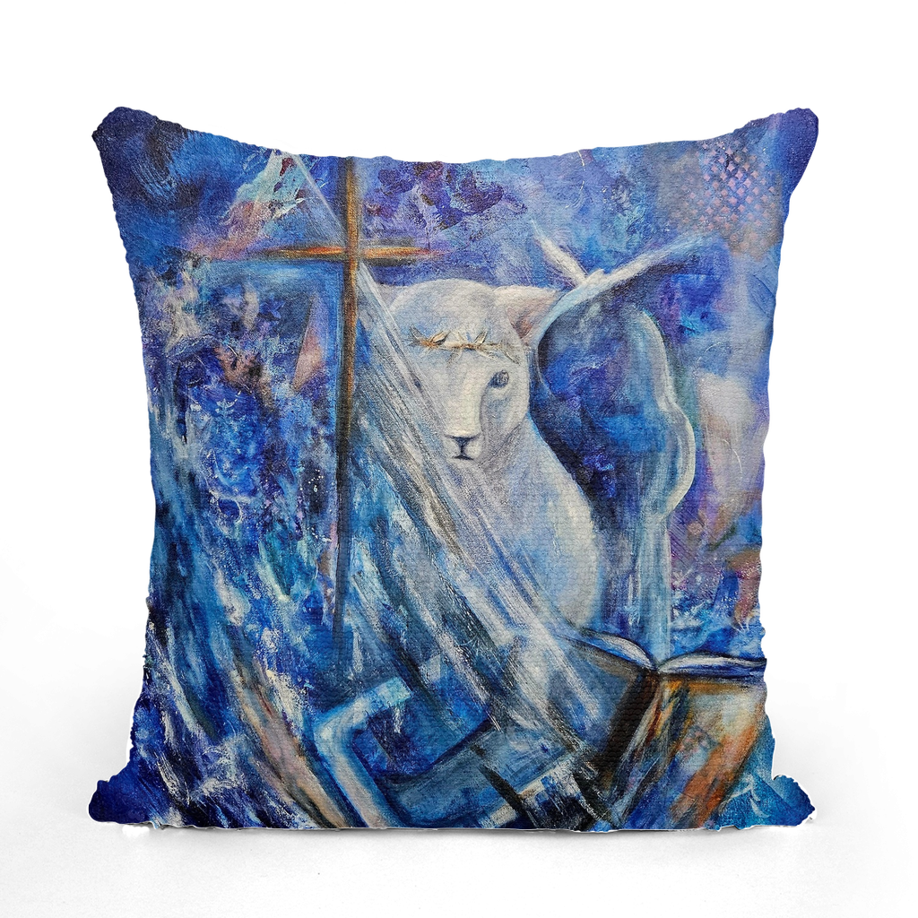 Lamb of God Sequin Cushion Cover