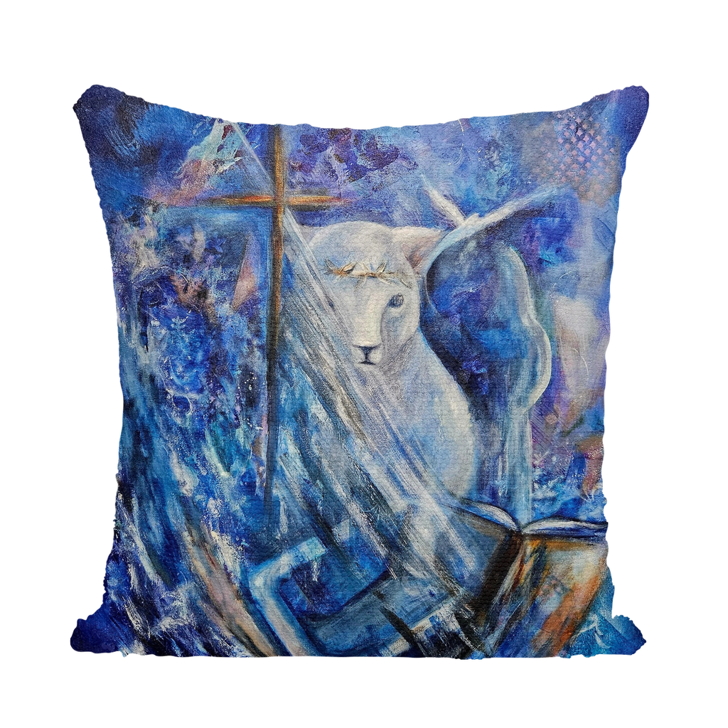 Lamb of God Sequin Cushion Cover