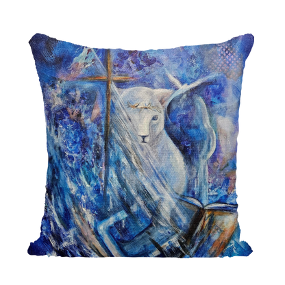 Lamb of God Sequin Cushion Cover
