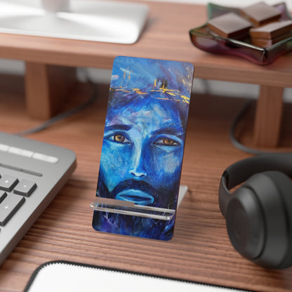 El Rio Portrait Phone Stand — Religious Smartphone Display, Jesus Crown of Thorns Art