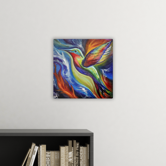 Humming Bird Square Metal Panel