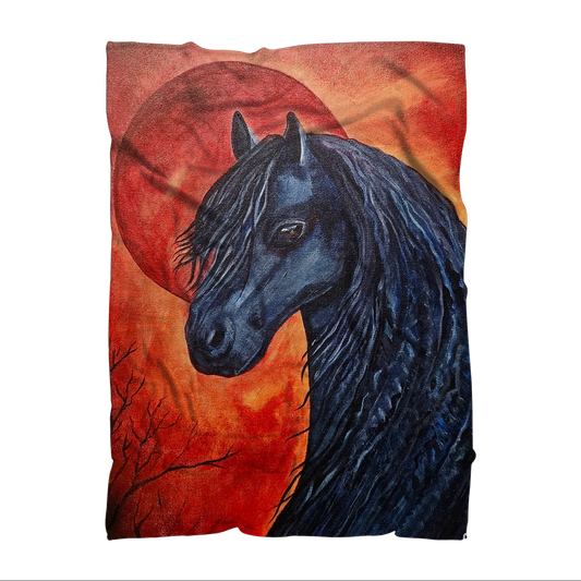 Black Horse Sublimation Throw Blanket